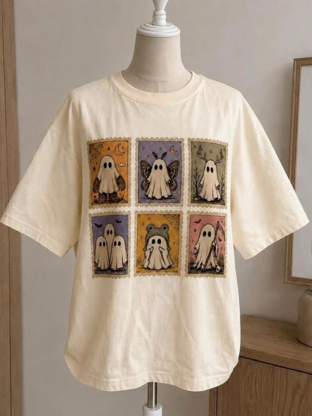 Comfort Colors Unisex Ghost Stamp Graphic T-Shirt - Ivory